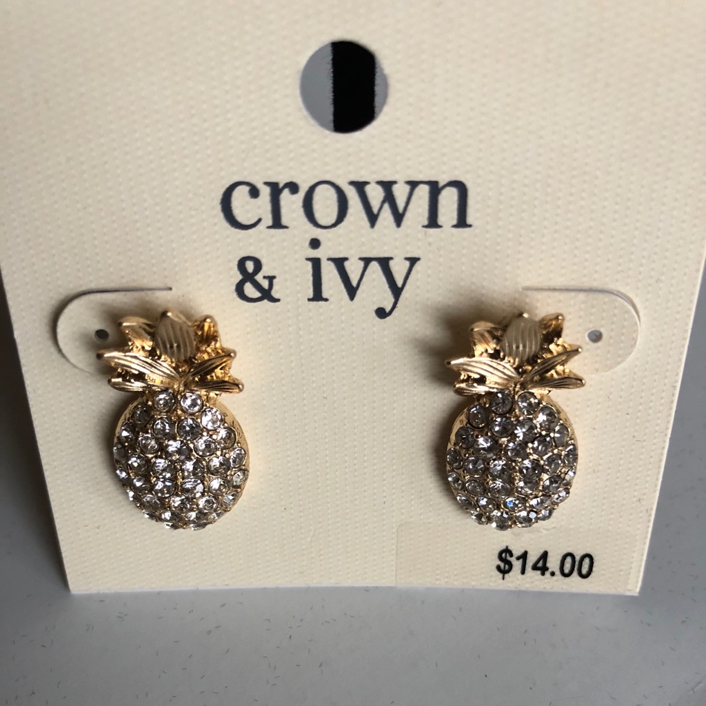Crystal Stud Pineapple Earrings 10$